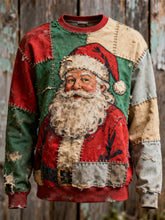 Herren Vintage Weihnachts weihnachts mann Patchwork Print Casual Sweatshirt